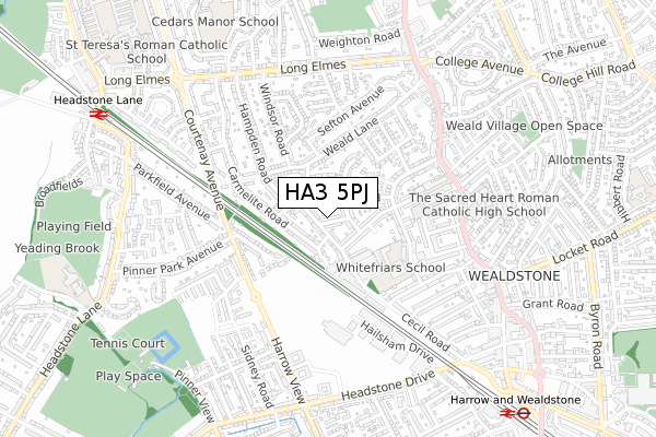 HA3 5PJ map - small scale - OS Open Zoomstack (Ordnance Survey)