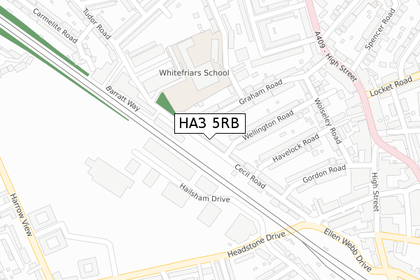 HA3 5RB map - large scale - OS Open Zoomstack (Ordnance Survey)