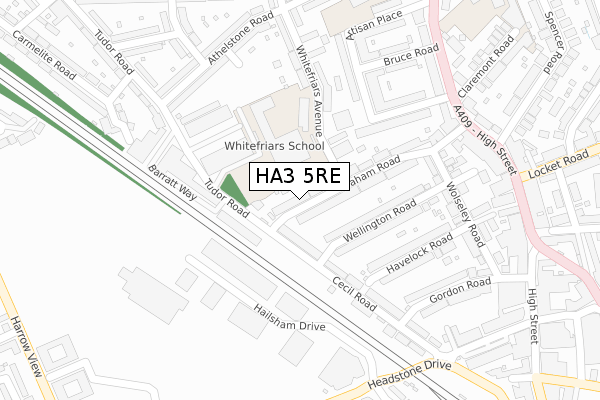 HA3 5RE map - large scale - OS Open Zoomstack (Ordnance Survey)