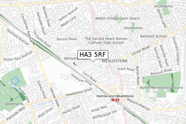 HA3 5RF map - small scale - OS Open Zoomstack (Ordnance Survey)