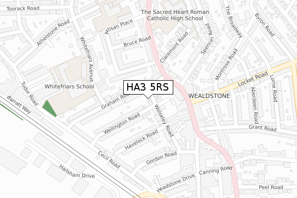 HA3 5RS map - large scale - OS Open Zoomstack (Ordnance Survey)