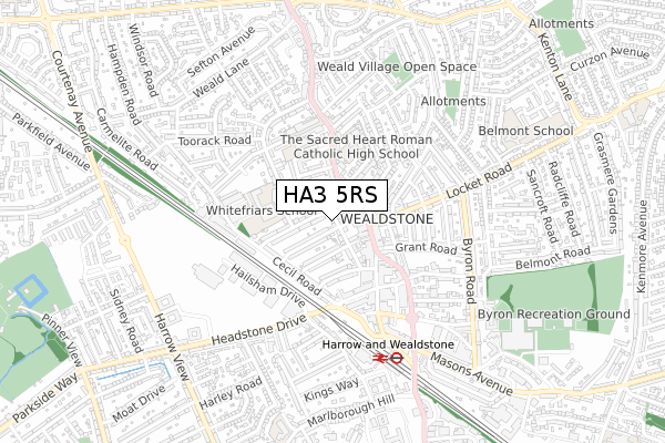 HA3 5RS map - small scale - OS Open Zoomstack (Ordnance Survey)