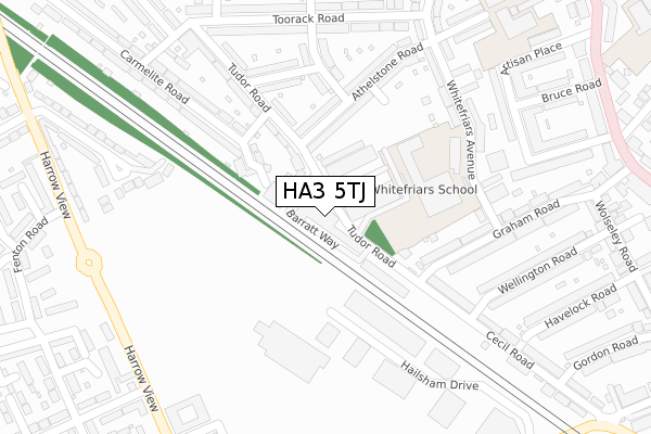 HA3 5TJ map - large scale - OS Open Zoomstack (Ordnance Survey)