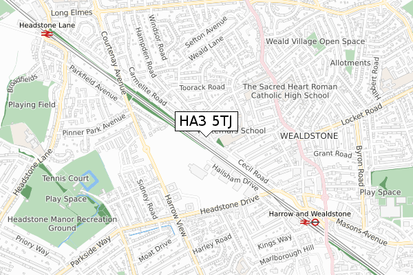 HA3 5TJ map - small scale - OS Open Zoomstack (Ordnance Survey)