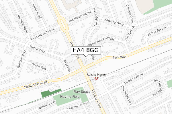 HA4 8GG map - large scale - OS Open Zoomstack (Ordnance Survey)