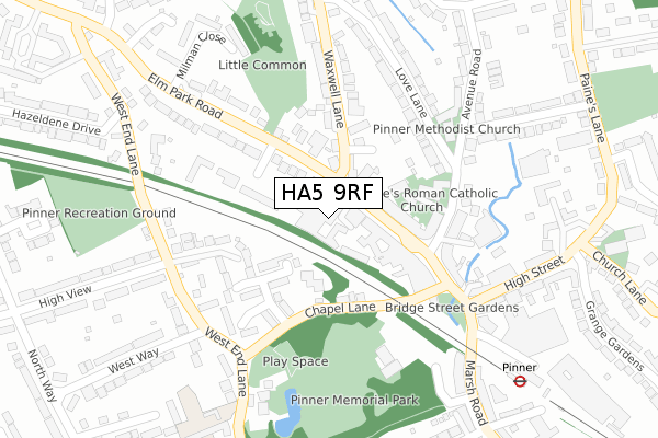 HA5 9RF map - large scale - OS Open Zoomstack (Ordnance Survey)