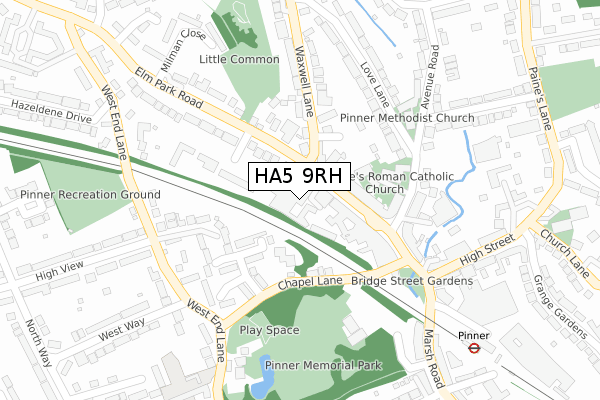 HA5 9RH map - large scale - OS Open Zoomstack (Ordnance Survey)