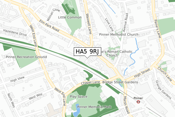 HA5 9RJ map - large scale - OS Open Zoomstack (Ordnance Survey)