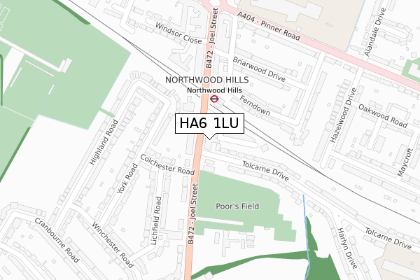 HA6 1LU map - large scale - OS Open Zoomstack (Ordnance Survey)