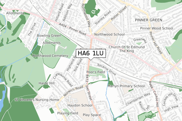 HA6 1LU map - small scale - OS Open Zoomstack (Ordnance Survey)