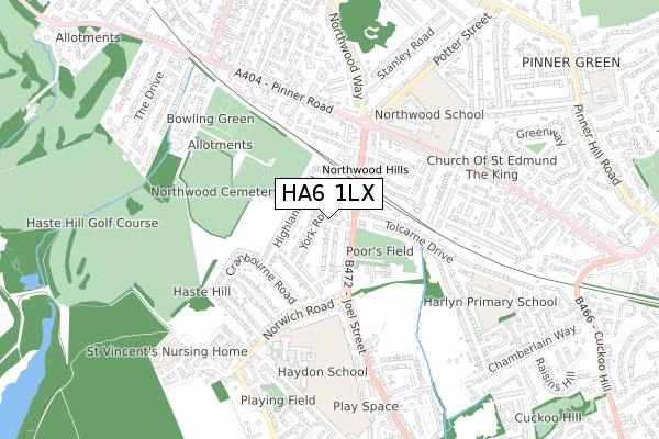 HA6 1LX map - small scale - OS Open Zoomstack (Ordnance Survey)