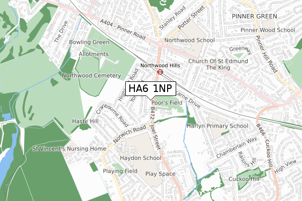 HA6 1NP map - small scale - OS Open Zoomstack (Ordnance Survey)