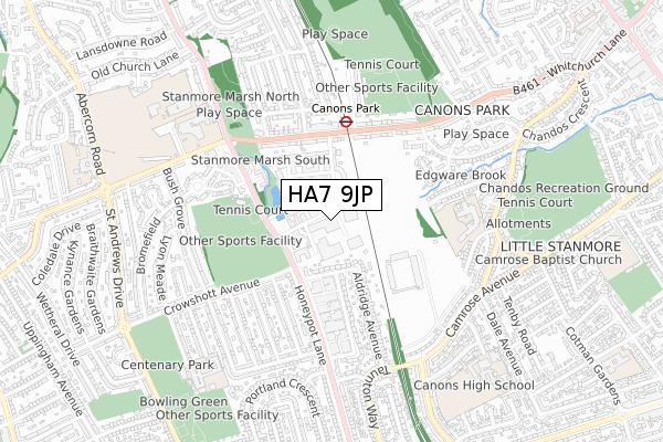 HA7 9JP map - small scale - OS Open Zoomstack (Ordnance Survey)