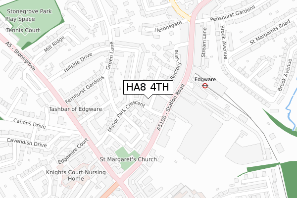 HA8 4TH map - large scale - OS Open Zoomstack (Ordnance Survey)