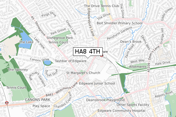 HA8 4TH map - small scale - OS Open Zoomstack (Ordnance Survey)