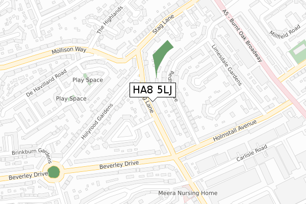 HA8 5LJ map - large scale - OS Open Zoomstack (Ordnance Survey)