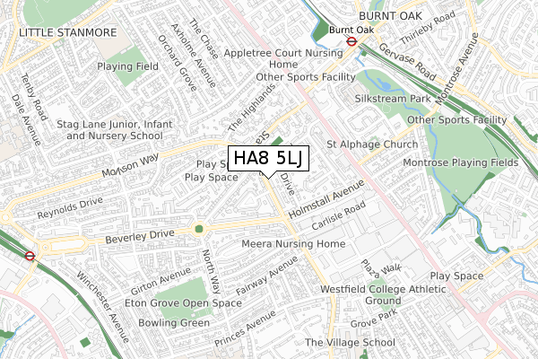 HA8 5LJ map - small scale - OS Open Zoomstack (Ordnance Survey)