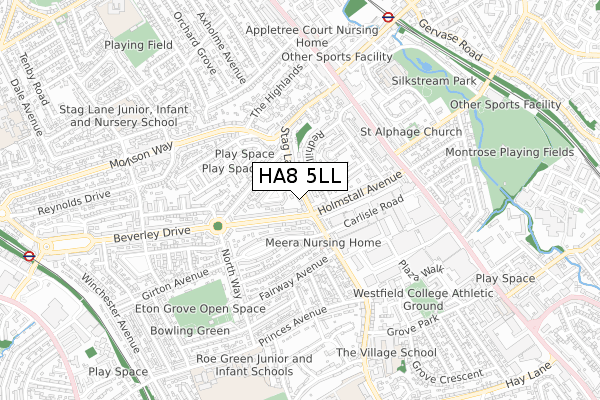 HA8 5LL map - small scale - OS Open Zoomstack (Ordnance Survey)