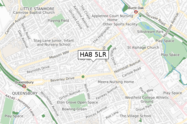 HA8 5LR map - small scale - OS Open Zoomstack (Ordnance Survey)