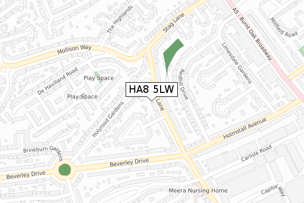 HA8 5LW map - large scale - OS Open Zoomstack (Ordnance Survey)