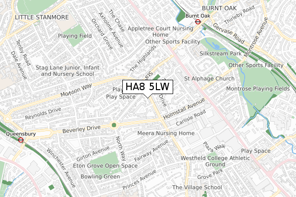 HA8 5LW map - small scale - OS Open Zoomstack (Ordnance Survey)