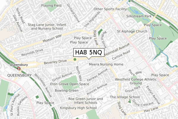 HA8 5NQ map - small scale - OS Open Zoomstack (Ordnance Survey)