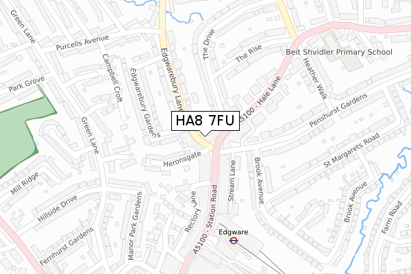 HA8 7FU map - large scale - OS Open Zoomstack (Ordnance Survey)