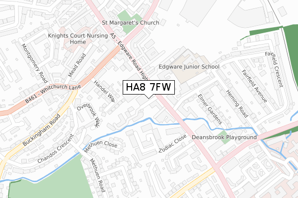 HA8 7FW map - large scale - OS Open Zoomstack (Ordnance Survey)