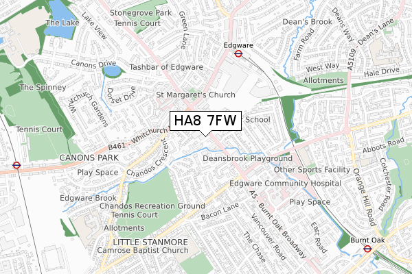 HA8 7FW map - small scale - OS Open Zoomstack (Ordnance Survey)