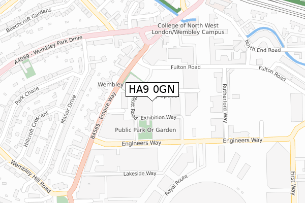 HA9 0GN map - large scale - OS Open Zoomstack (Ordnance Survey)