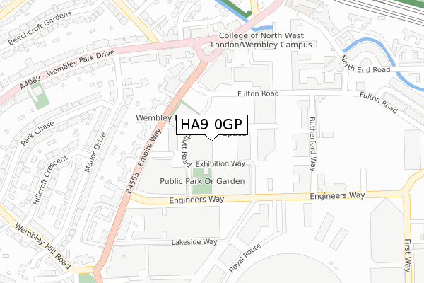 HA9 0GP map - large scale - OS Open Zoomstack (Ordnance Survey)