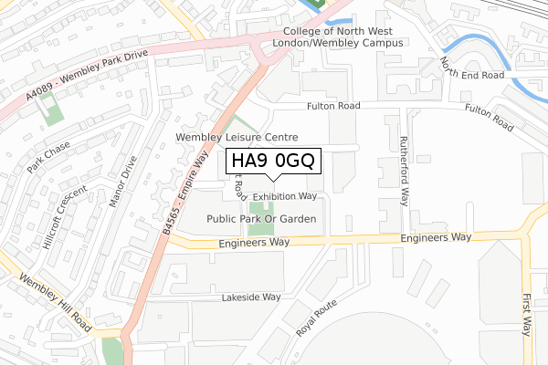 HA9 0GQ map - large scale - OS Open Zoomstack (Ordnance Survey)