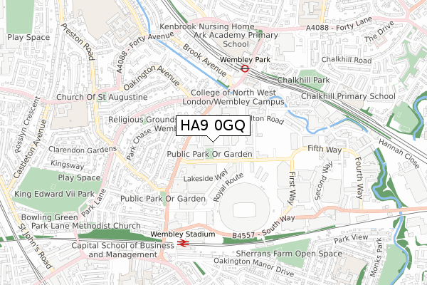 HA9 0GQ map - small scale - OS Open Zoomstack (Ordnance Survey)