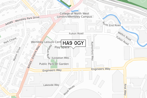 HA9 0GY map - large scale - OS Open Zoomstack (Ordnance Survey)