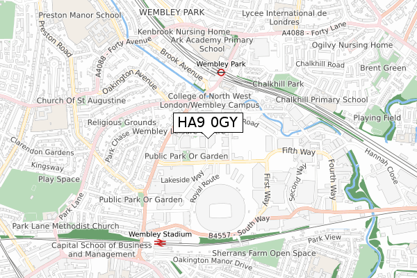 HA9 0GY map - small scale - OS Open Zoomstack (Ordnance Survey)