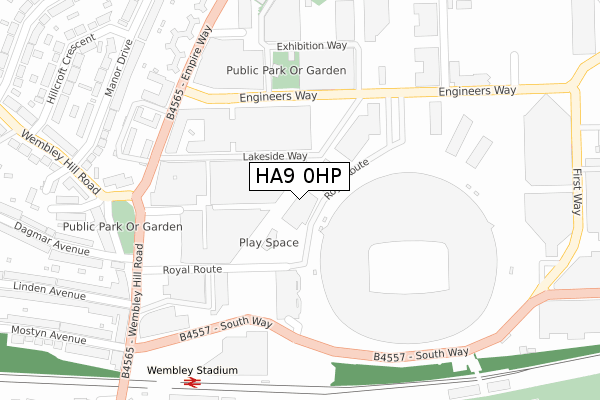 HA9 0HP map - large scale - OS Open Zoomstack (Ordnance Survey)