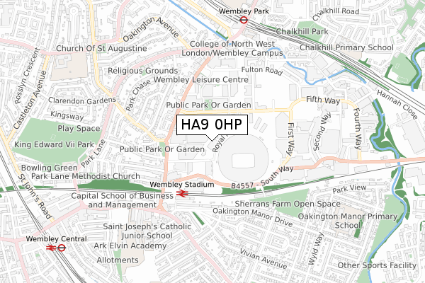 HA9 0HP map - small scale - OS Open Zoomstack (Ordnance Survey)