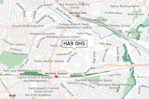 HA9 0HS map - small scale - OS Open Zoomstack (Ordnance Survey)