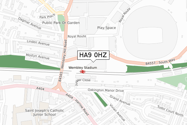 HA9 0HZ map - large scale - OS Open Zoomstack (Ordnance Survey)