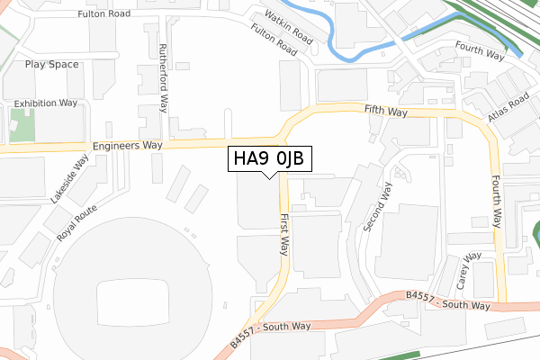 HA9 0JB map - large scale - OS Open Zoomstack (Ordnance Survey)