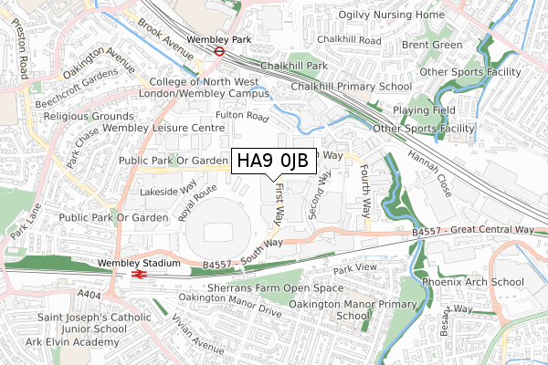 HA9 0JB map - small scale - OS Open Zoomstack (Ordnance Survey)