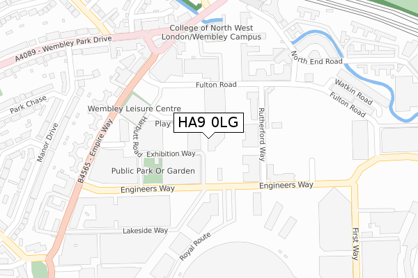 HA9 0LG map - large scale - OS Open Zoomstack (Ordnance Survey)