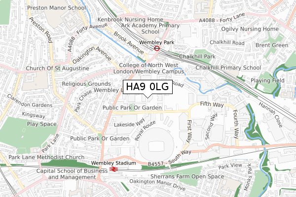 HA9 0LG map - small scale - OS Open Zoomstack (Ordnance Survey)