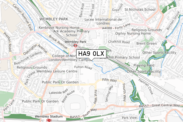 HA9 0LX map - small scale - OS Open Zoomstack (Ordnance Survey)