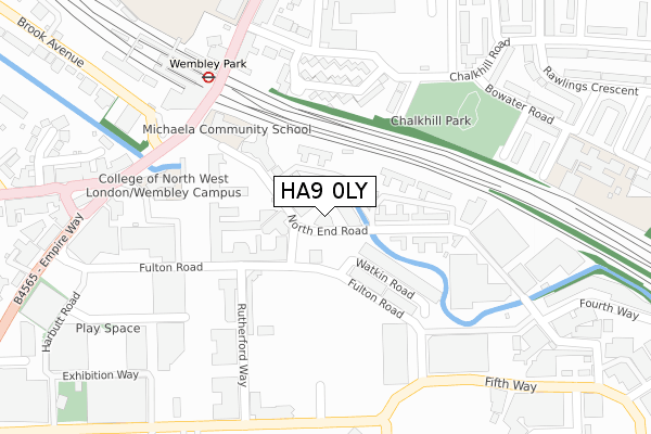 HA9 0LY map - large scale - OS Open Zoomstack (Ordnance Survey)