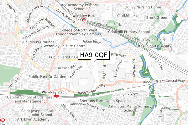 HA9 0QF map - small scale - OS Open Zoomstack (Ordnance Survey)