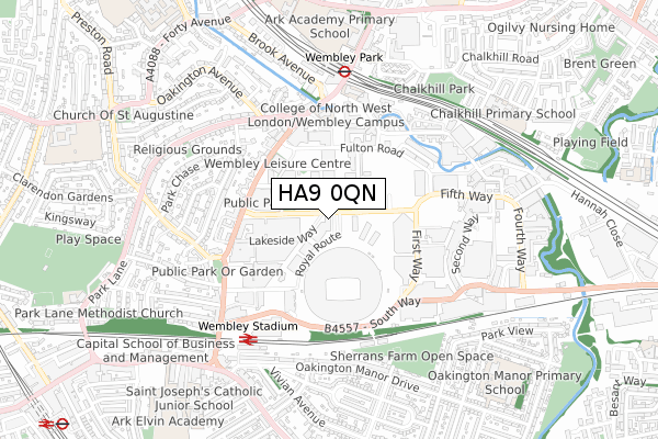 HA9 0QN map - small scale - OS Open Zoomstack (Ordnance Survey)