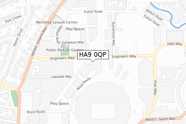 HA9 0QP map - large scale - OS Open Zoomstack (Ordnance Survey)