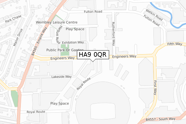 HA9 0QR map - large scale - OS Open Zoomstack (Ordnance Survey)