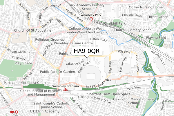 HA9 0QR map - small scale - OS Open Zoomstack (Ordnance Survey)